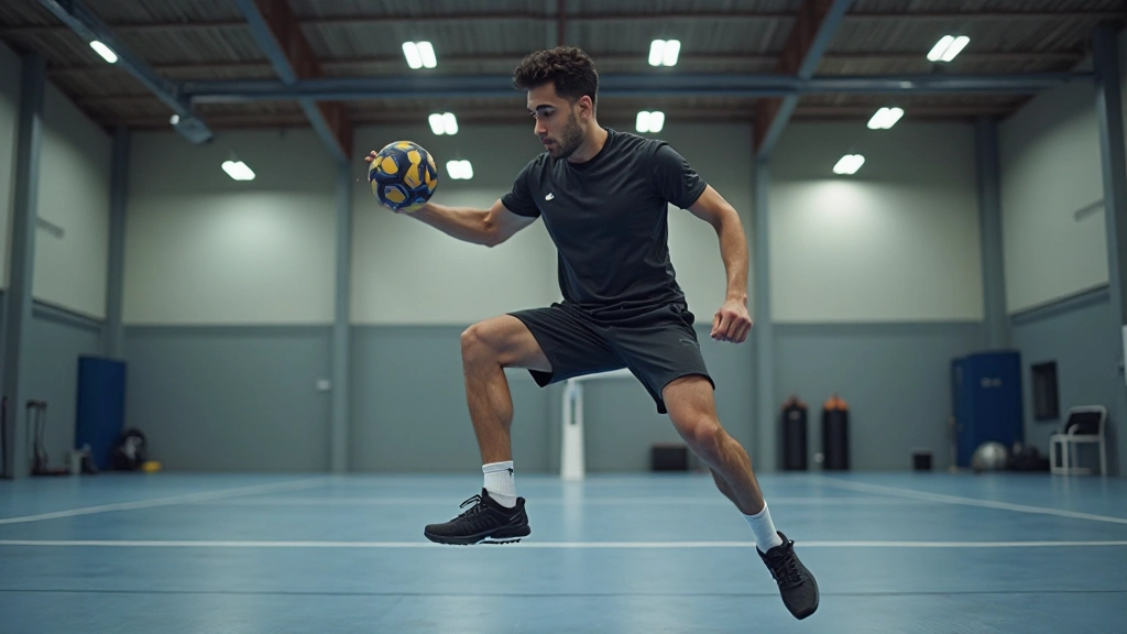 Handball athlete performing conditioning exercise