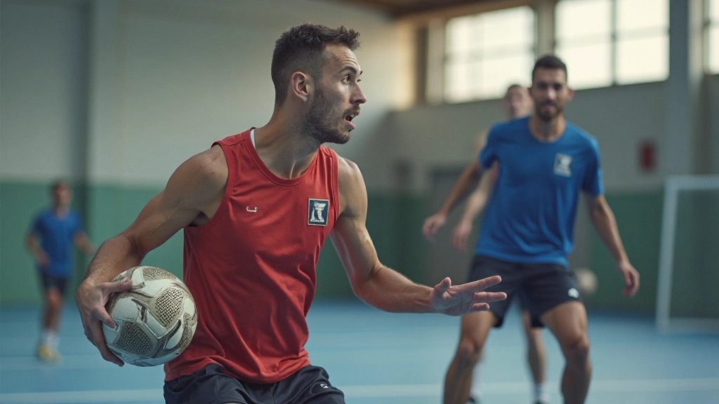 Handball player demonstrating fundamental passing technique